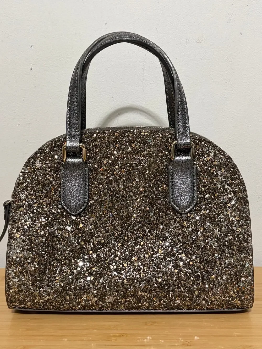 Kate Spade Glimmer Small Satchel Gold Glitter Crossbody Holiday Party Purse